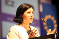 Věra Jourová, komisařka pro spravedlnost, ochranu spotřebitelů a otázky rovnosti pohlaví, Evropská komise, na zahájení konference ISSS 2016